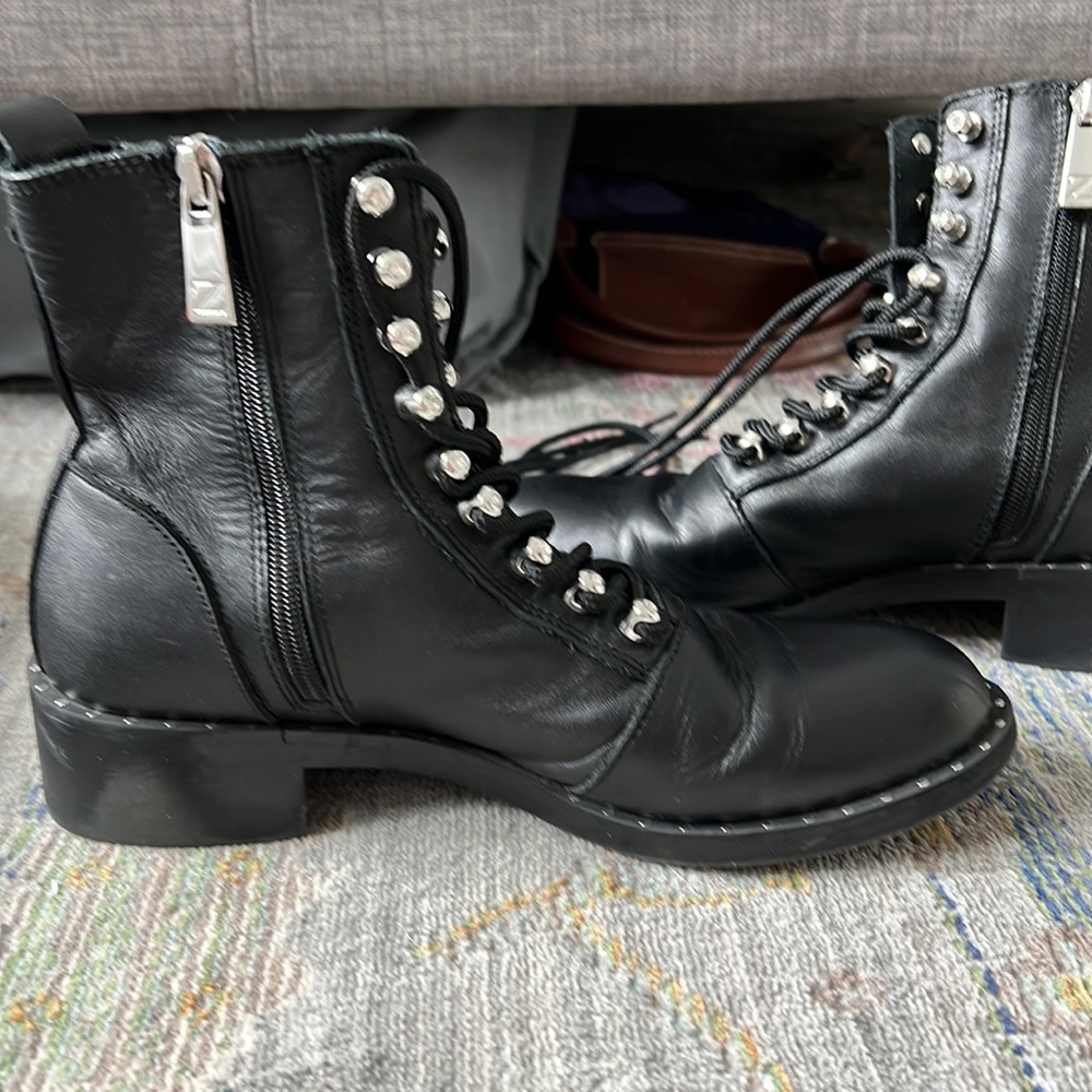 ZARA Leather Moto Ankle Boots w/ Studs – Size 6.5 (EU 37) - Picture 6 of 13